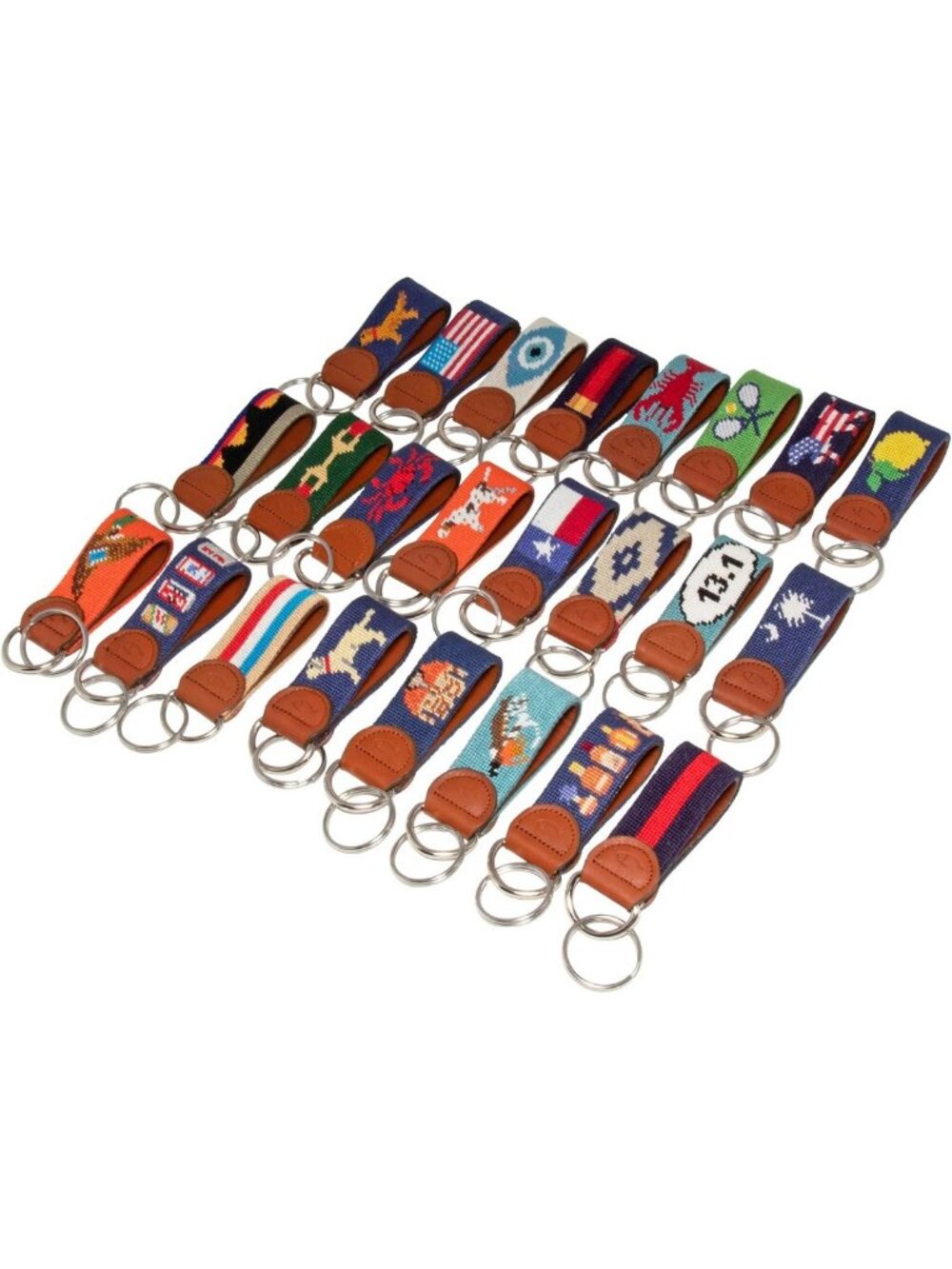 Hand-Stitched Leather Needlepoint Key Fob | Unique Key Chain Accessory - Picture 5 of 6